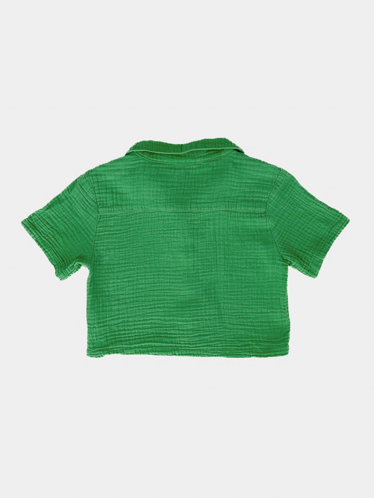 Kids Jade Green Cotton Muslin Short Sleeve Button Up Shirt