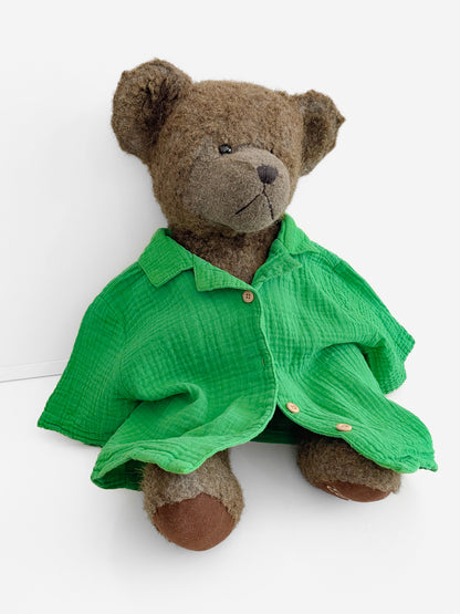 Kids Jade Green Cotton Muslin Short Sleeve Button Up Shirt