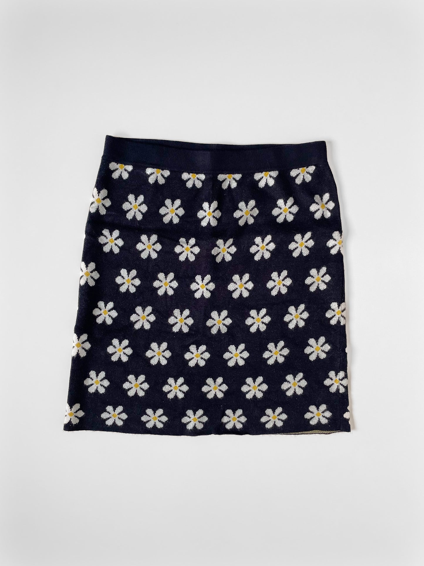 Soft Knit Black Daisy Mini Skirt