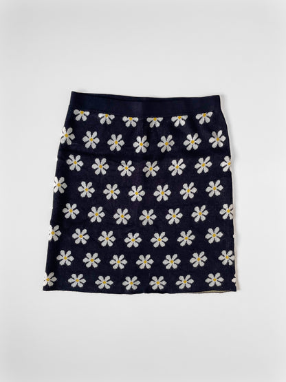 Soft Knit Black Daisy Mini Skirt