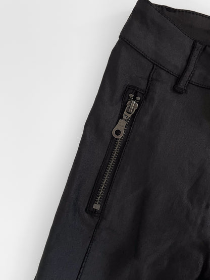 Black Low Rise Leather Look Skinny Jeans