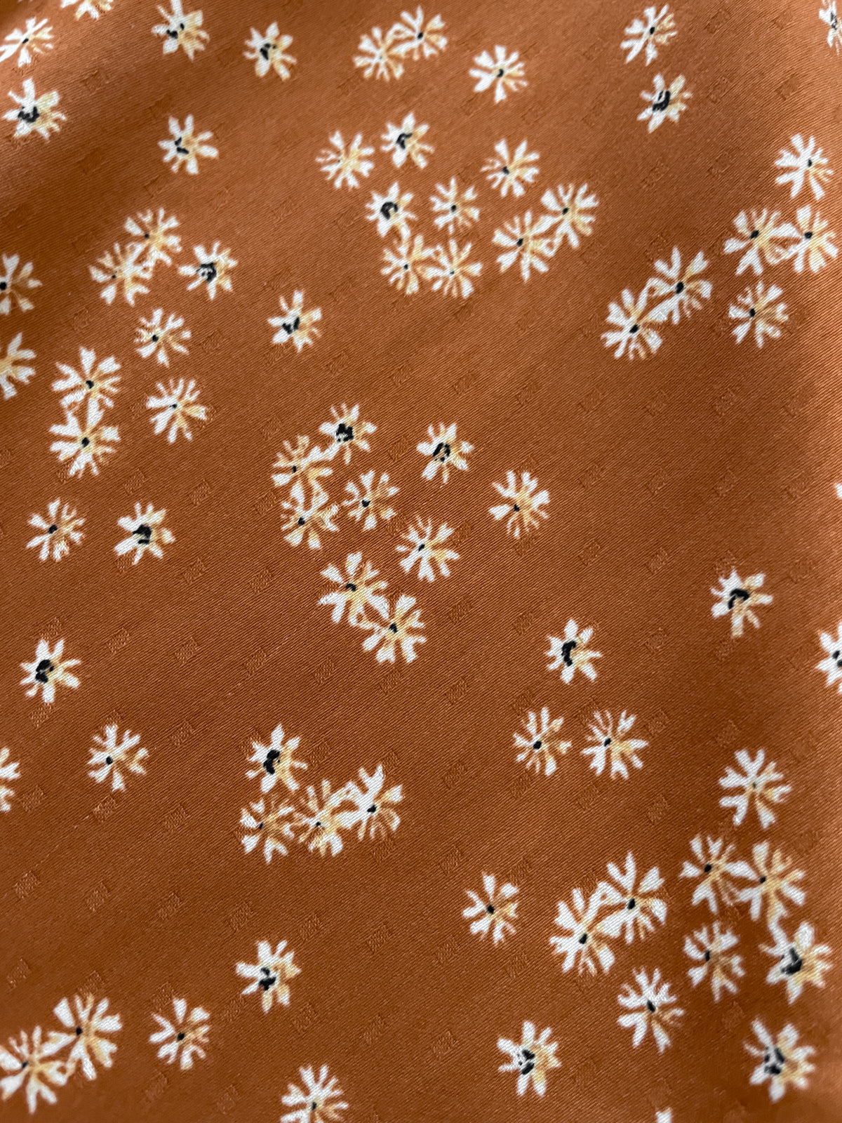 Ditsy Floral Rust Silky Long Sleeve Faux Wrap Top