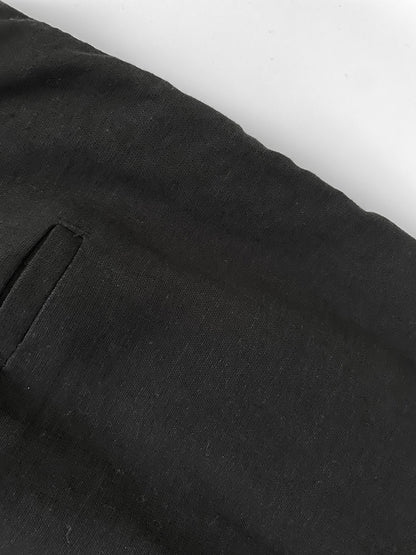 Wide Leg Linen Trousers in Black