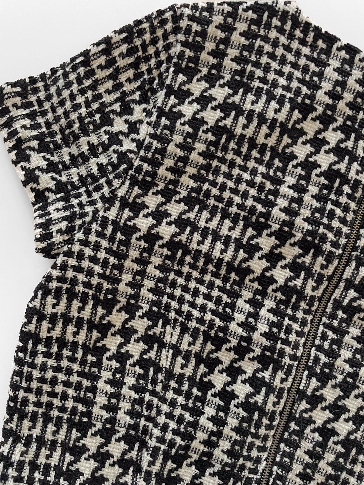 Boucle Tweed Crop Top in Black and White Houndstooth