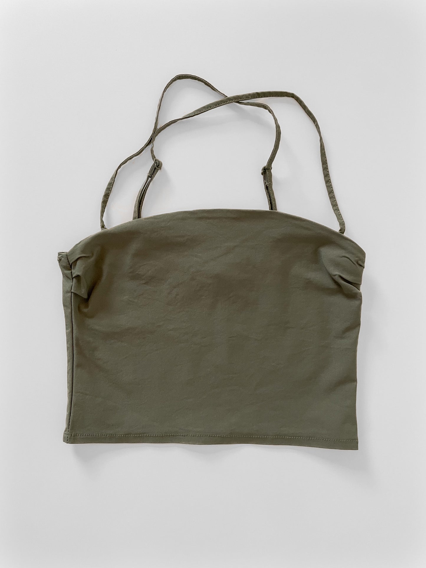 Khaki Spaghetti Strap Crop Top