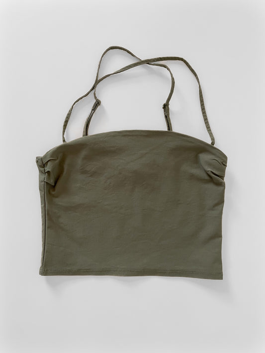 Khaki Spaghetti Strap Crop Top