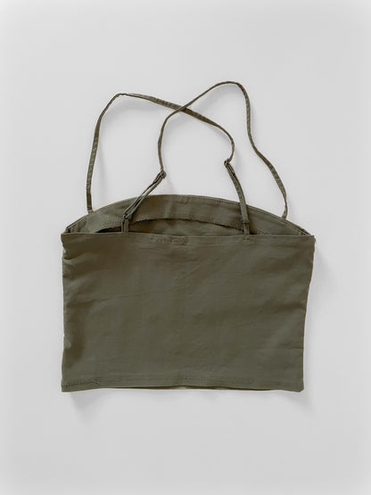 Khaki Spaghetti Strap Crop Top