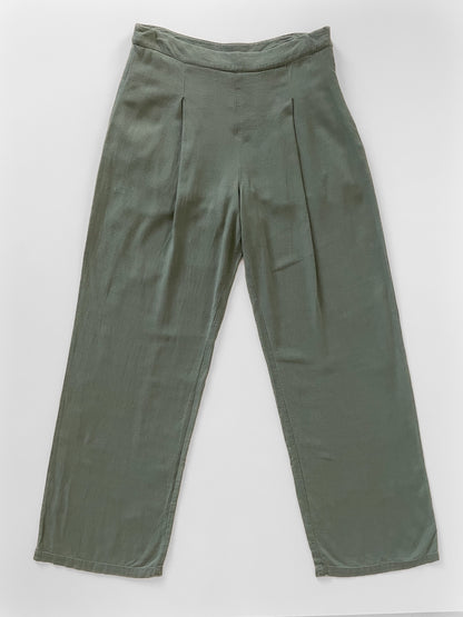 Soft Woven Linen Blend Khaki Trousers