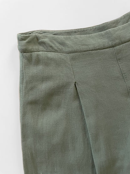 Soft Woven Linen Blend Khaki Trousers
