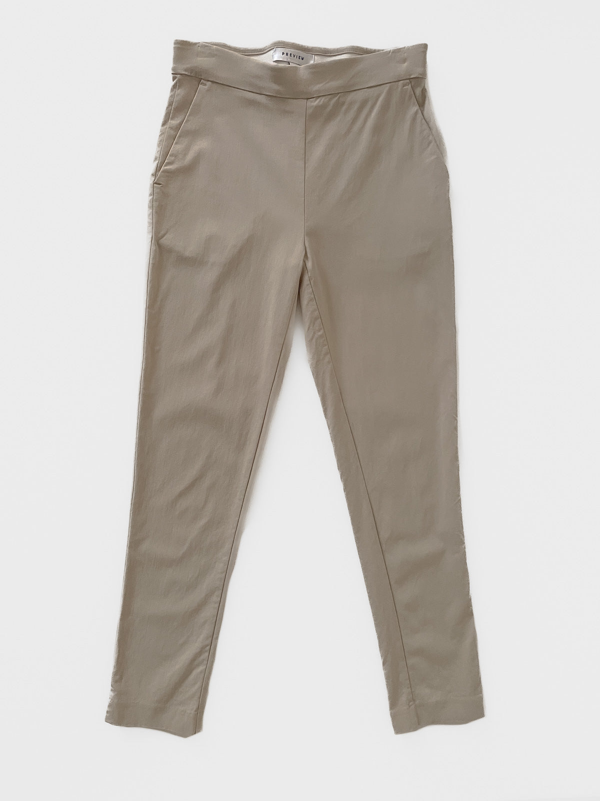 Pull On Bengaline Cigarette Pants in Beige