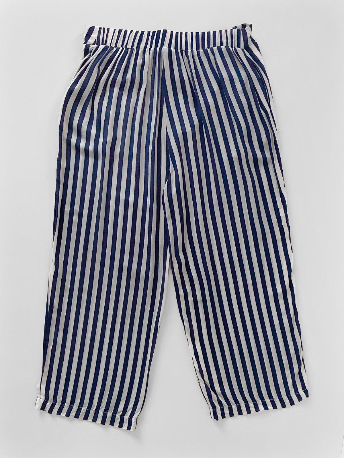Navy Stripe Lightweight Culotte Pants