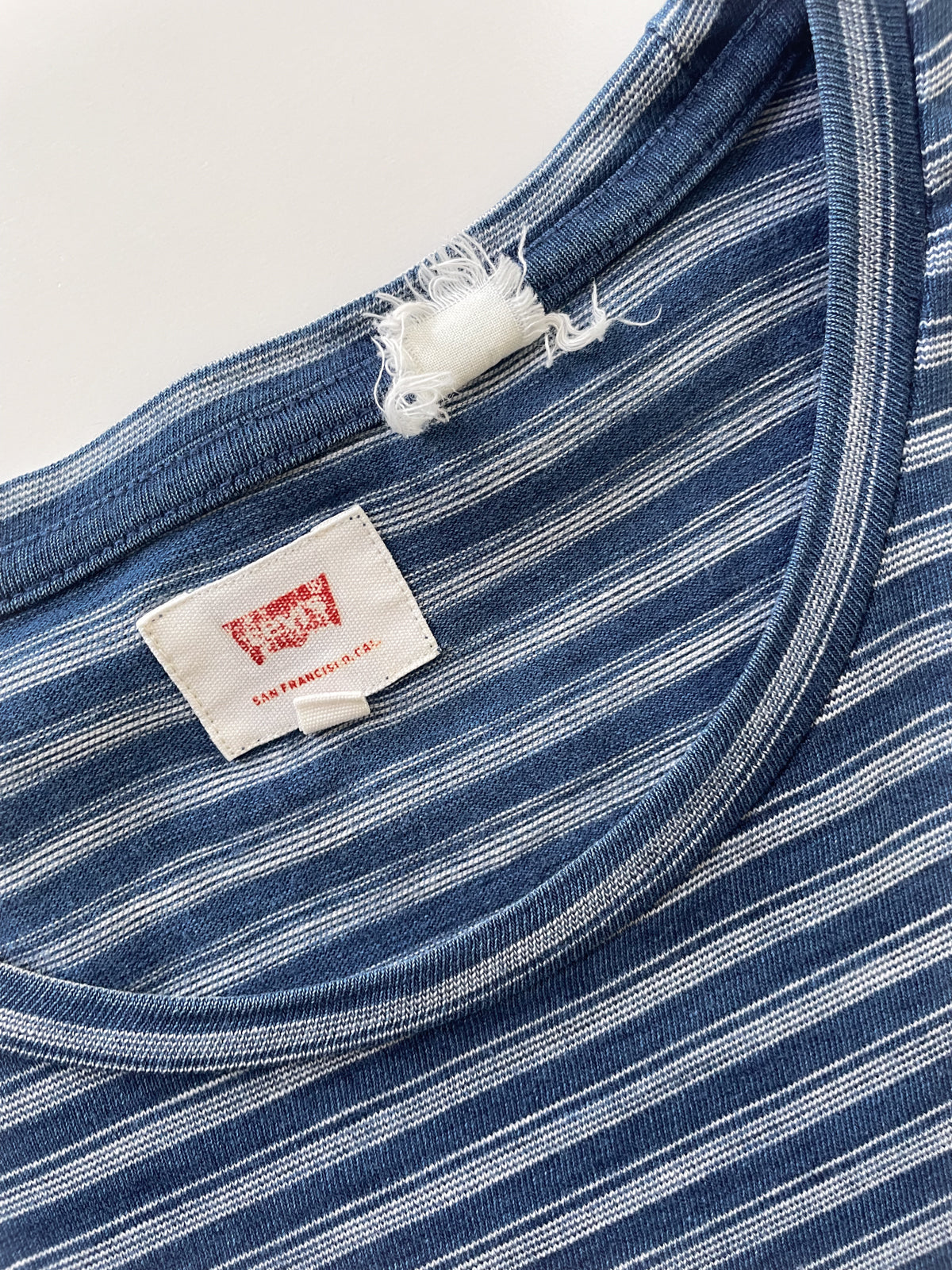 Levi's Heavy GSM Knit Stripe Tee in Blue & White