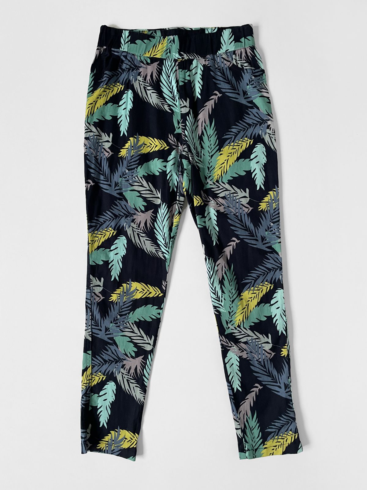 Cotton Palm Tree Cigarette Pants
