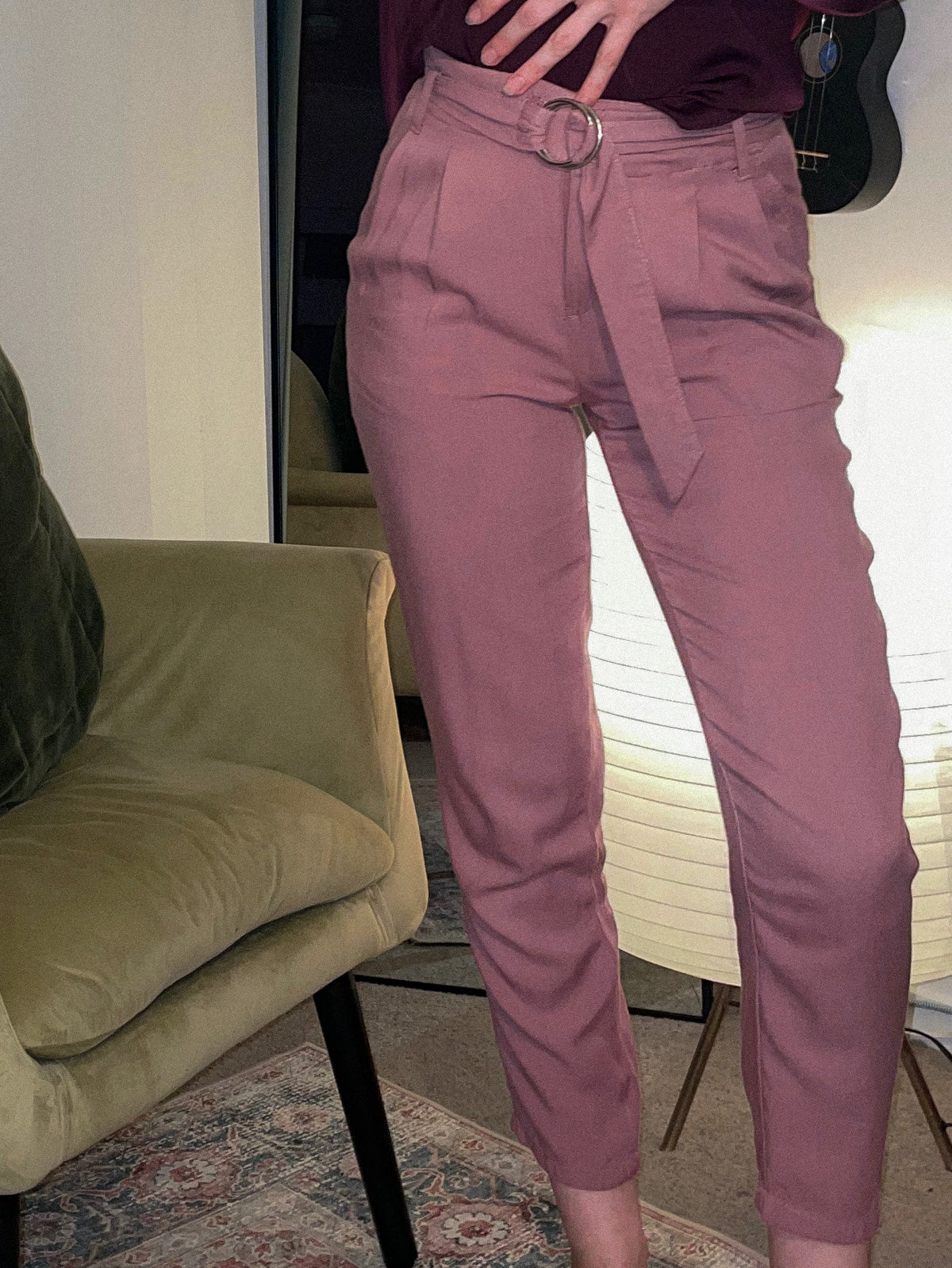 Dusty Rose Belted Trousers