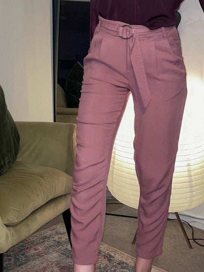 Dusty Rose Belted Trousers