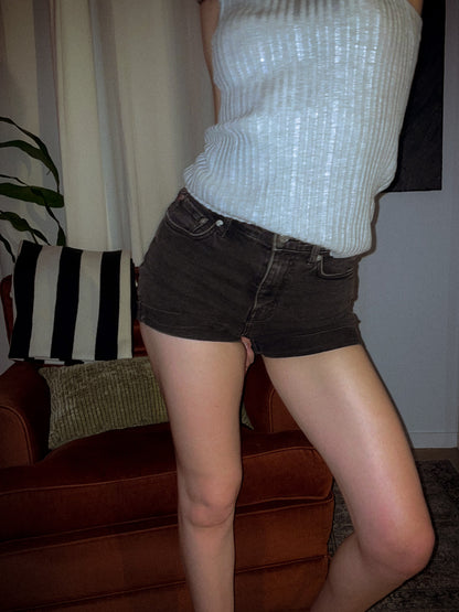 Black Wash High Waisted Denim Shorts