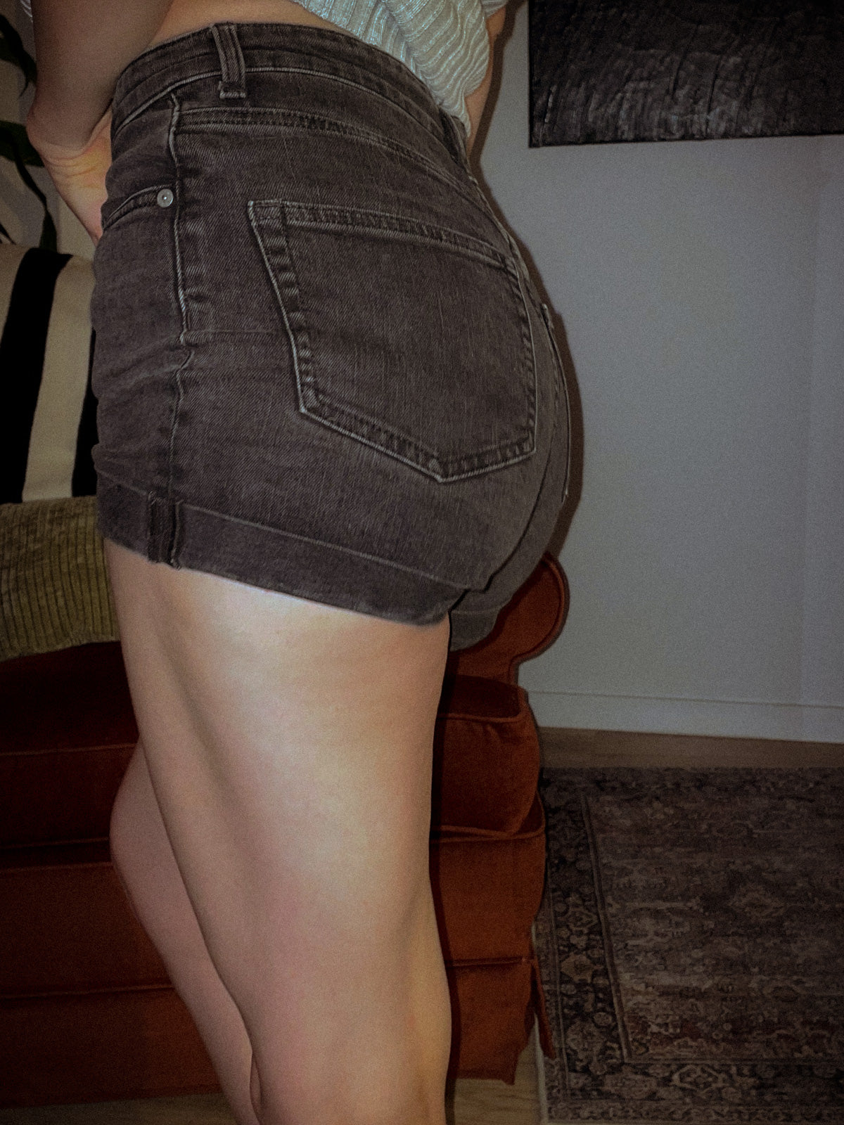 Black Wash High Waisted Denim Shorts