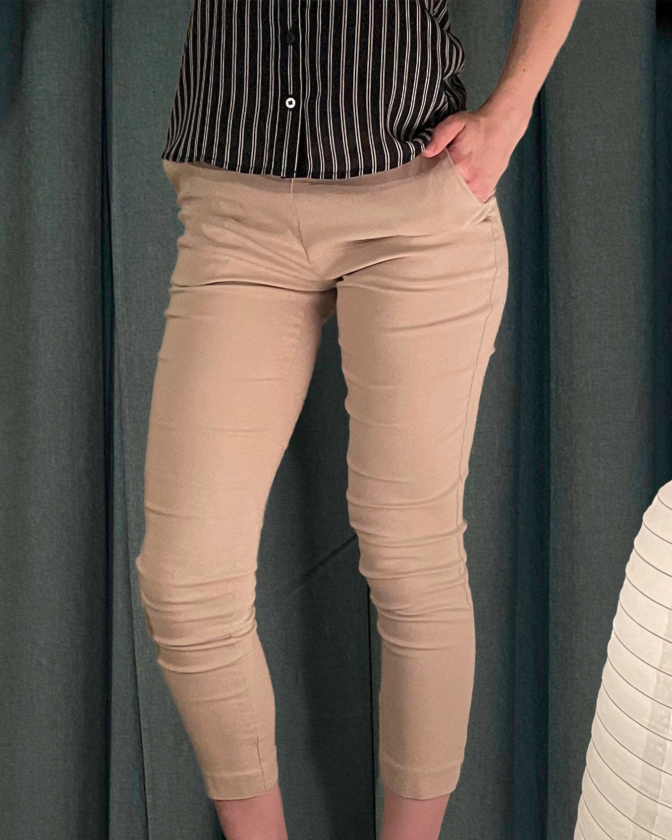 Pull On Bengaline Cigarette Pants in Beige
