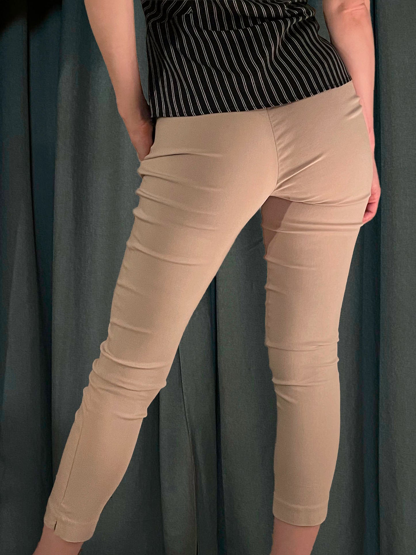 Pull On Bengaline Cigarette Pants in Beige