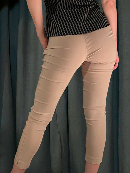 Pull On Bengaline Cigarette Pants in Beige