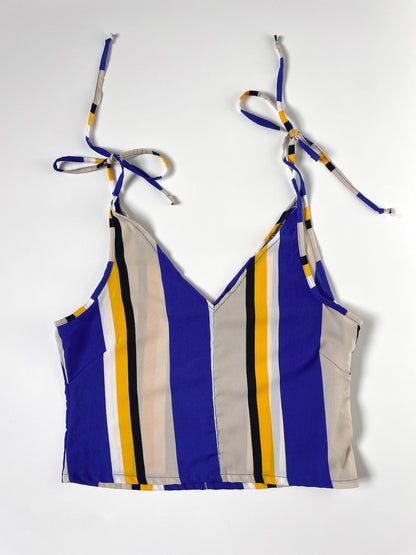 Beach Umbrella Stripe Tie Sleeve Cami Top