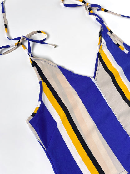 Beach Umbrella Stripe Tie Sleeve Cami Top