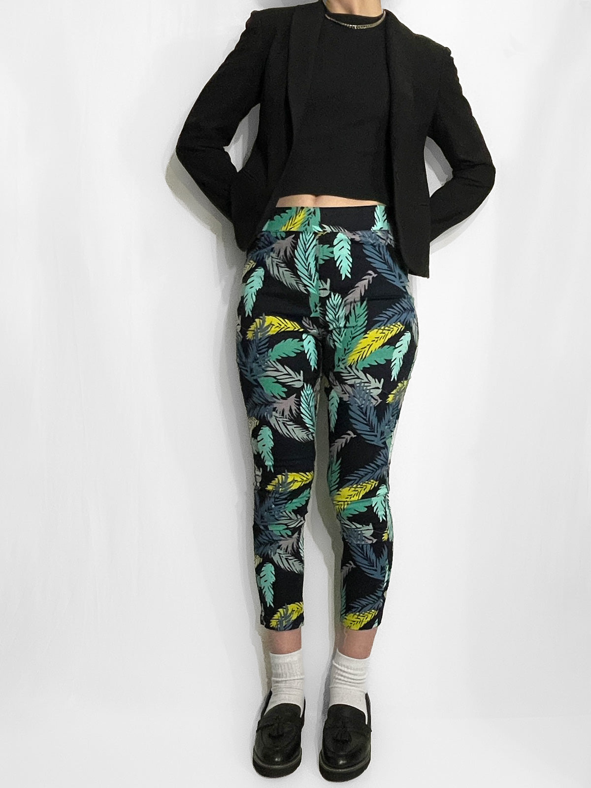 Cotton Palm Tree Cigarette Pants