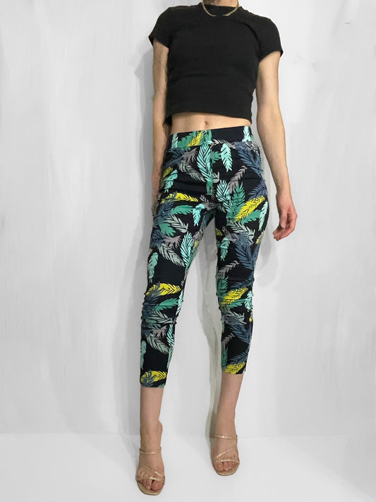 Cotton Palm Tree Cigarette Pants