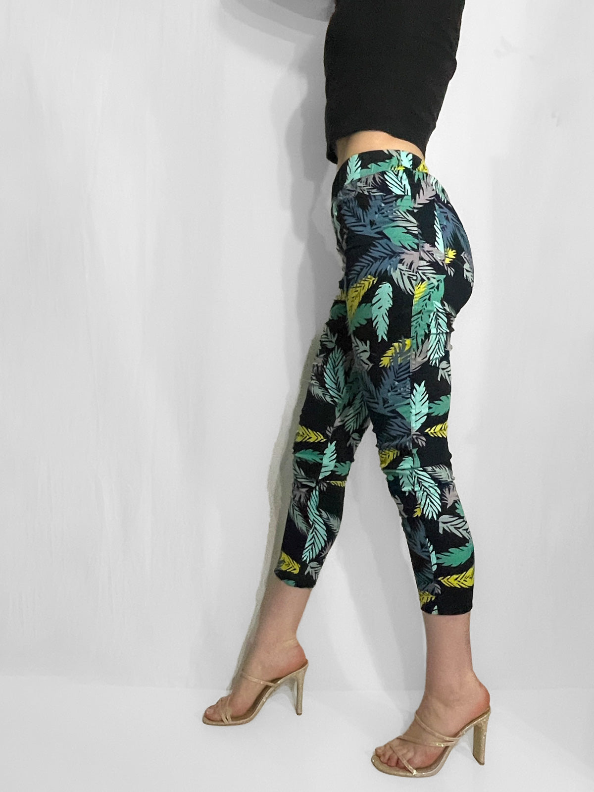 Cotton Palm Tree Cigarette Pants