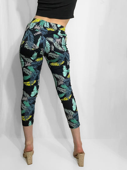 Cotton Palm Tree Cigarette Pants