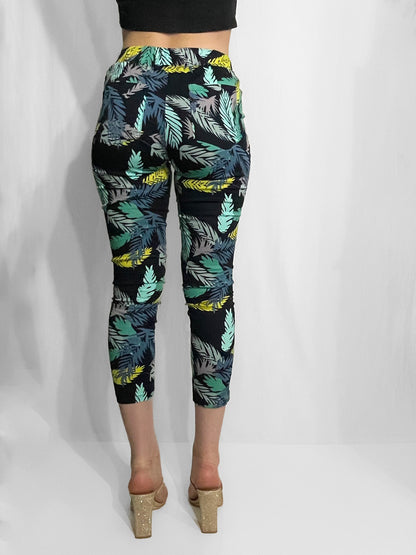 Cotton Palm Tree Cigarette Pants