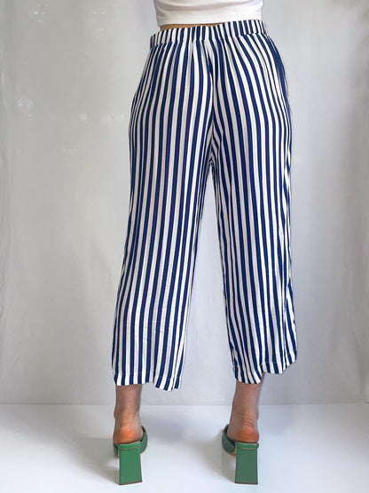 Navy Stripe Lightweight Culotte Pants
