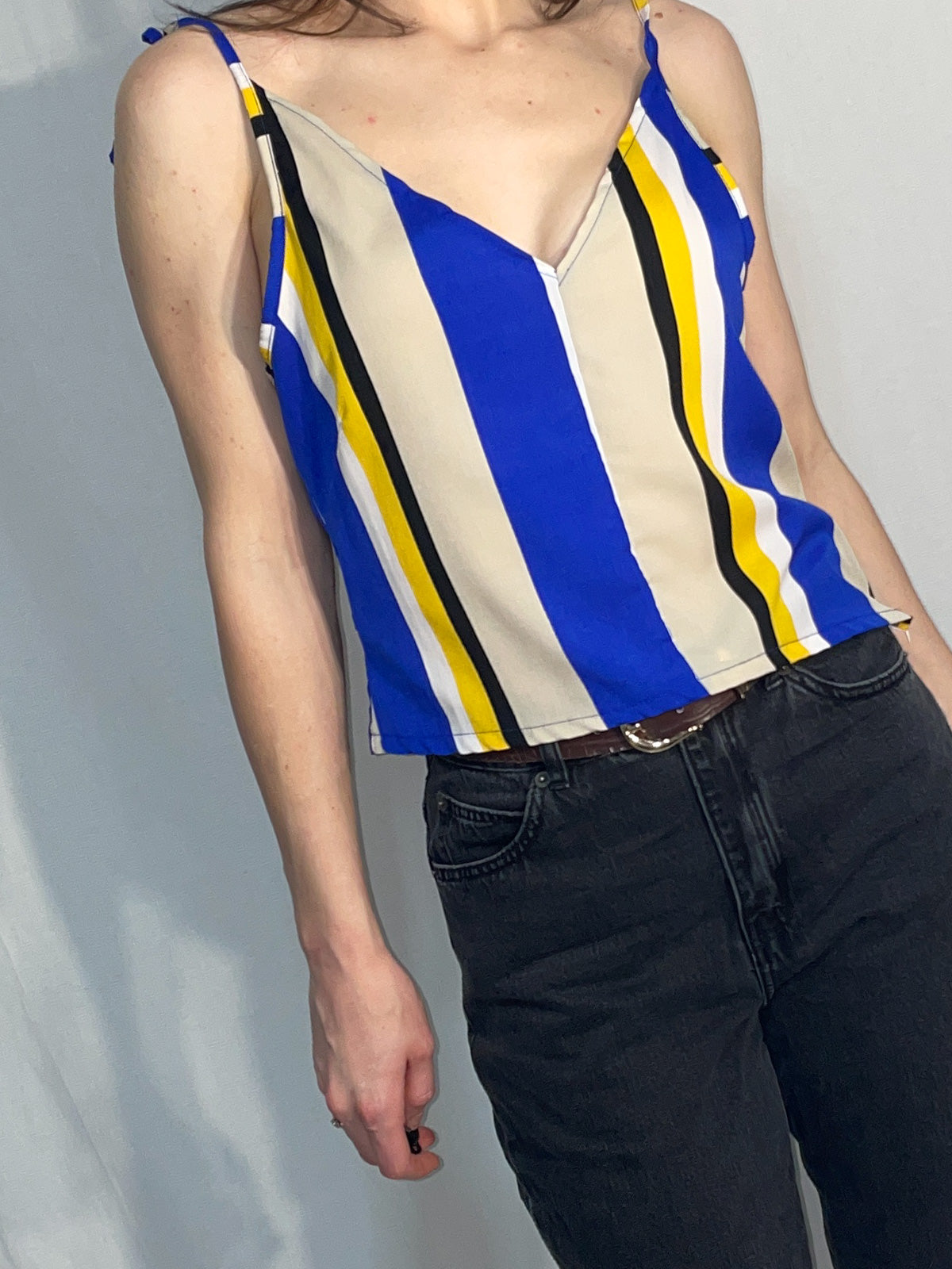 Beach Umbrella Stripe Tie Sleeve Cami Top