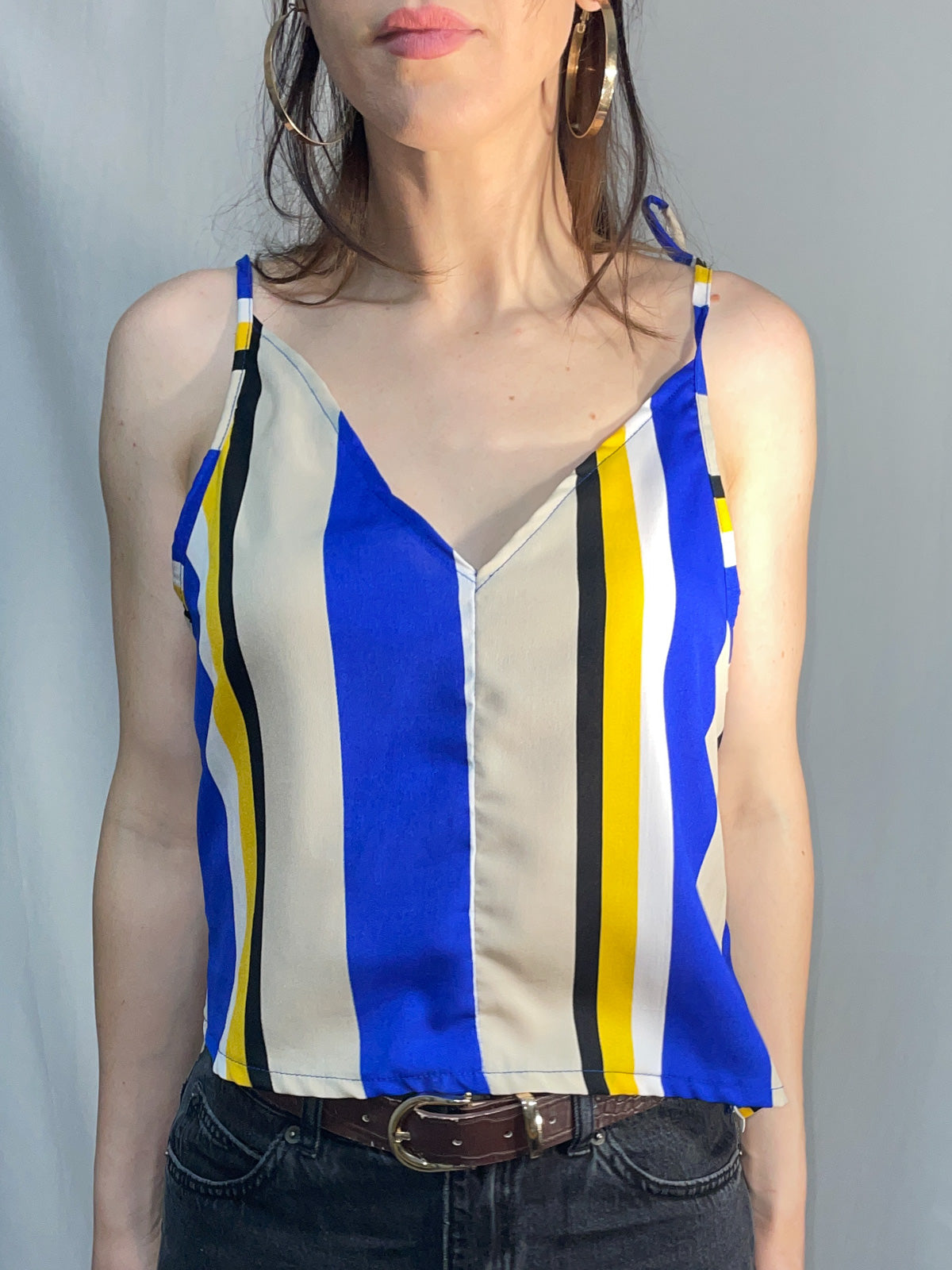 Beach Umbrella Stripe Tie Sleeve Cami Top