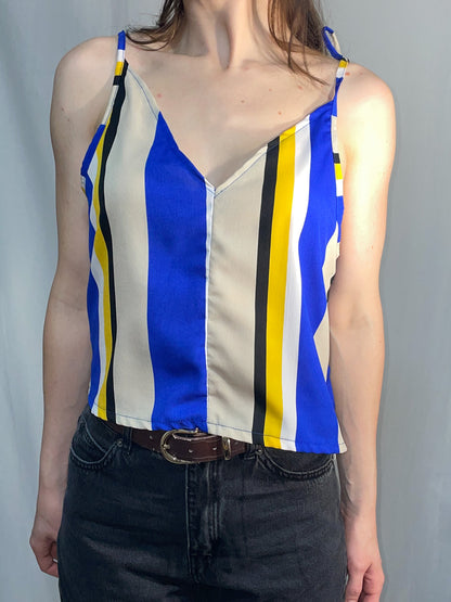 Beach Umbrella Stripe Tie Sleeve Cami Top