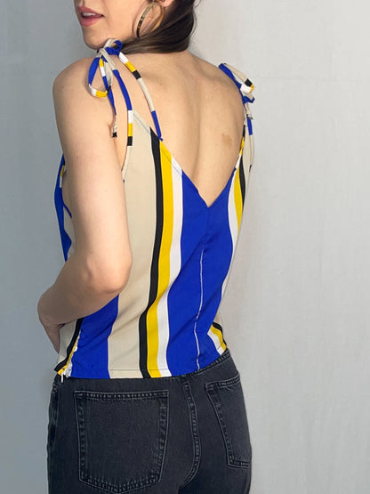 Beach Umbrella Stripe Tie Sleeve Cami Top