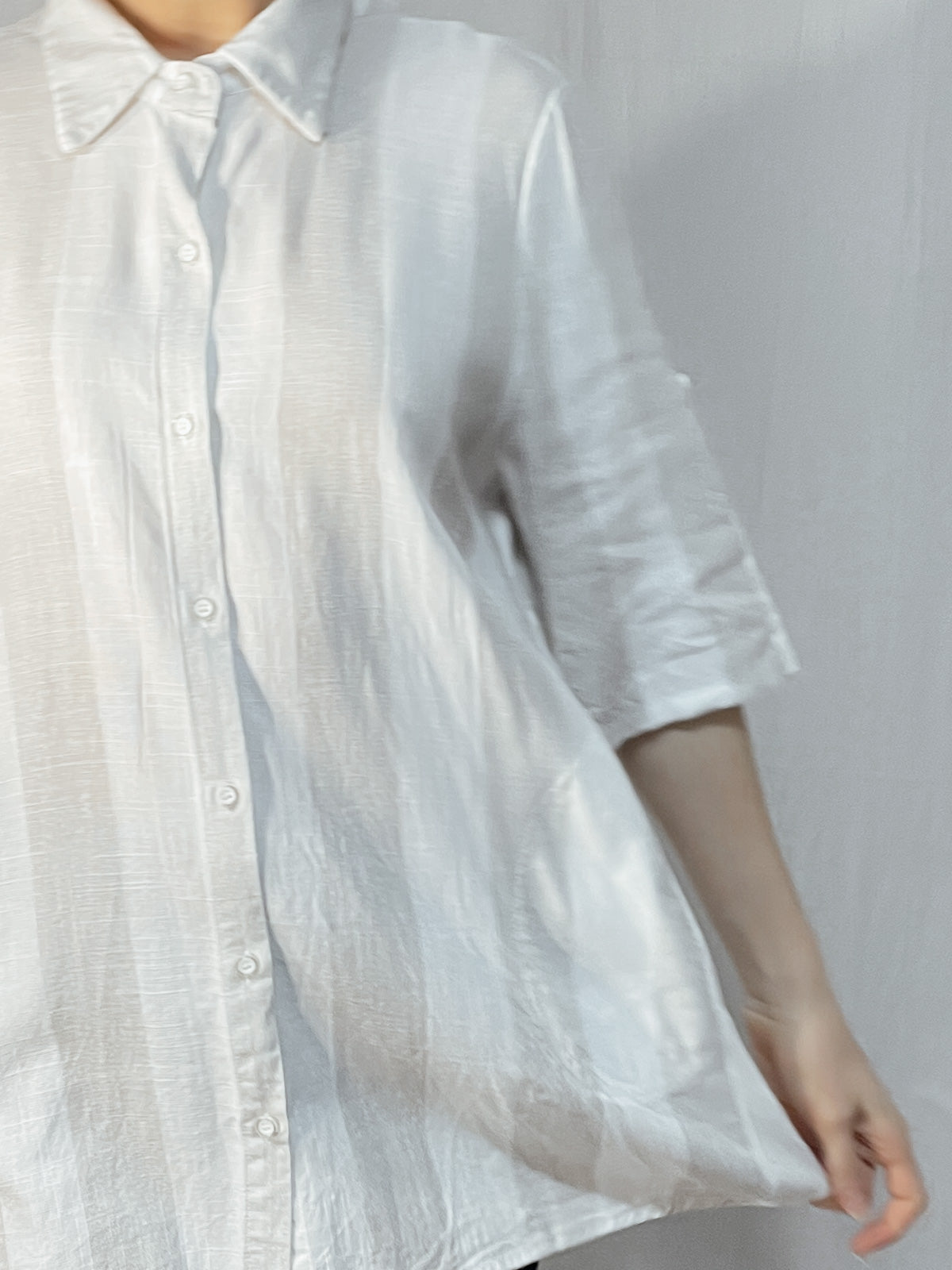 White Grey Stripe Linen Blend Shirt