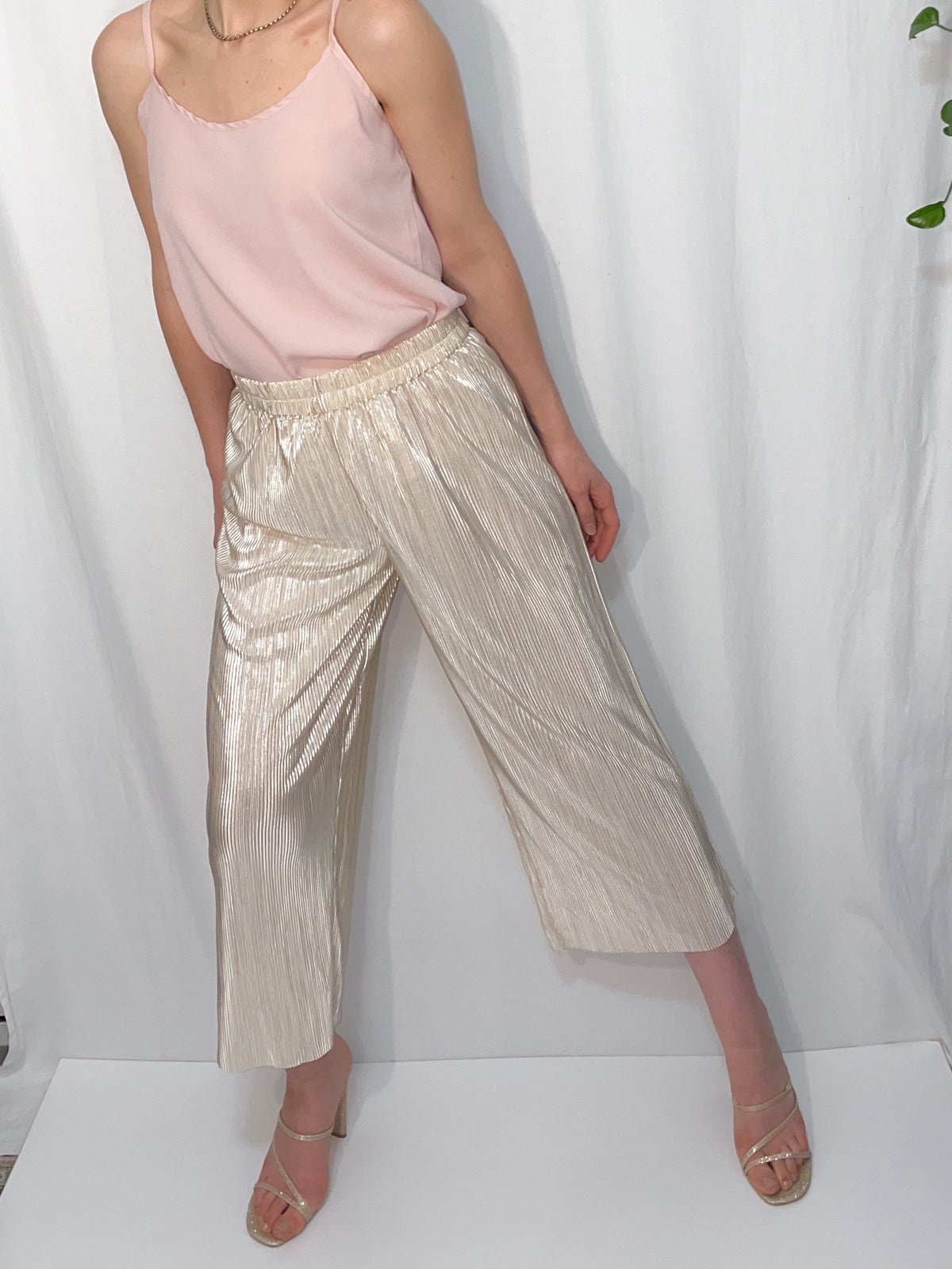 Champagne Gold Plisse Culottes