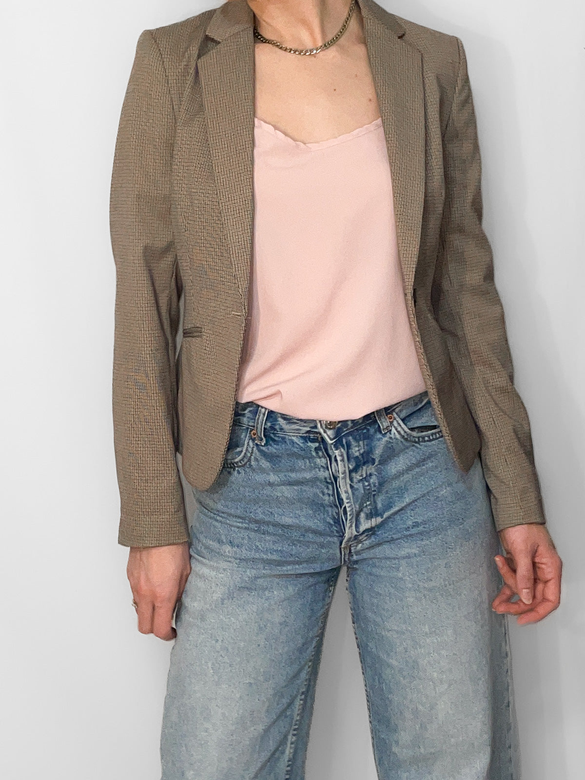 Tailored Blazer in Camel and Black Check