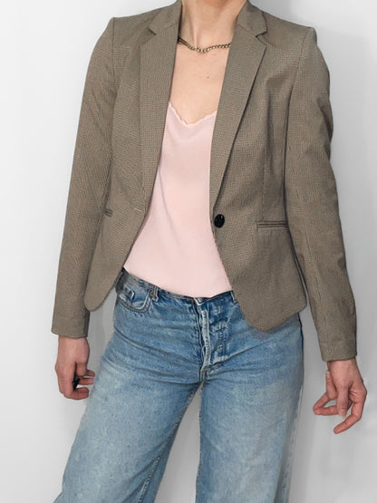 Tailored Blazer in Camel and Black Check