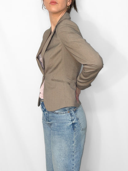 Tailored Blazer in Camel and Black Check