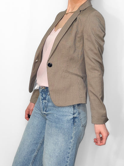 Tailored Blazer in Camel and Black Check