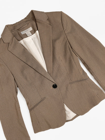 Tailored Blazer in Camel and Black Check