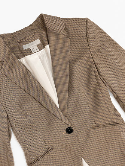 Tailored Blazer in Camel and Black Check
