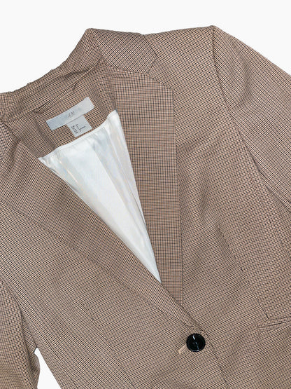 Tailored Blazer in Camel and Black Check