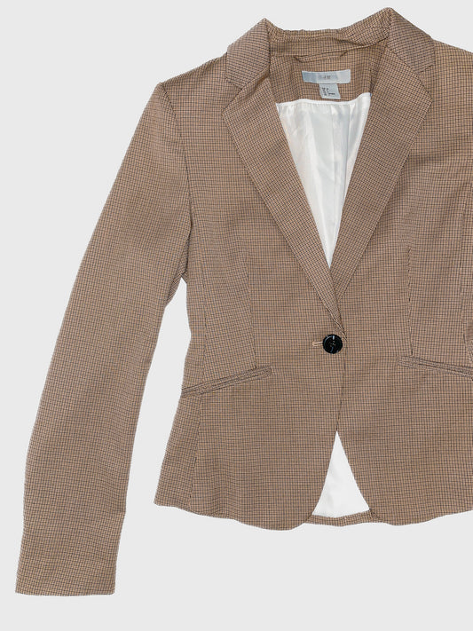 Tailored Blazer in Camel and Black Check