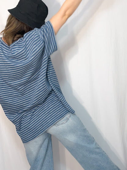 Levi's Heavy GSM Knit Stripe Tee in Blue & White