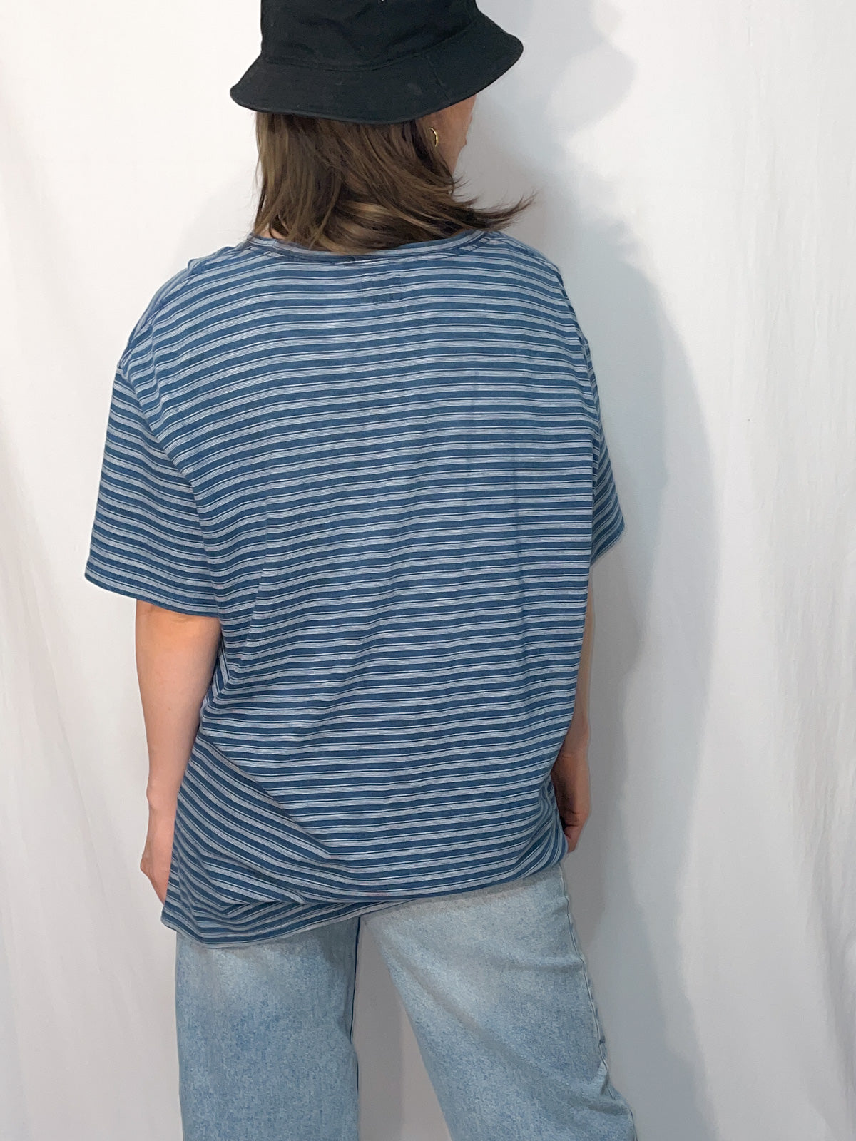 Levi's Heavy GSM Knit Stripe Tee in Blue & White