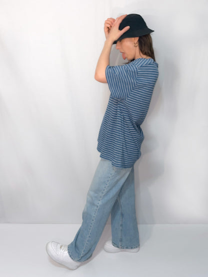 Levi's Heavy GSM Knit Stripe Tee in Blue & White