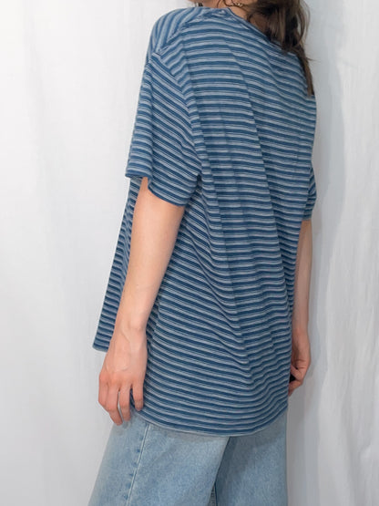 Levi's Heavy GSM Knit Stripe Tee in Blue & White